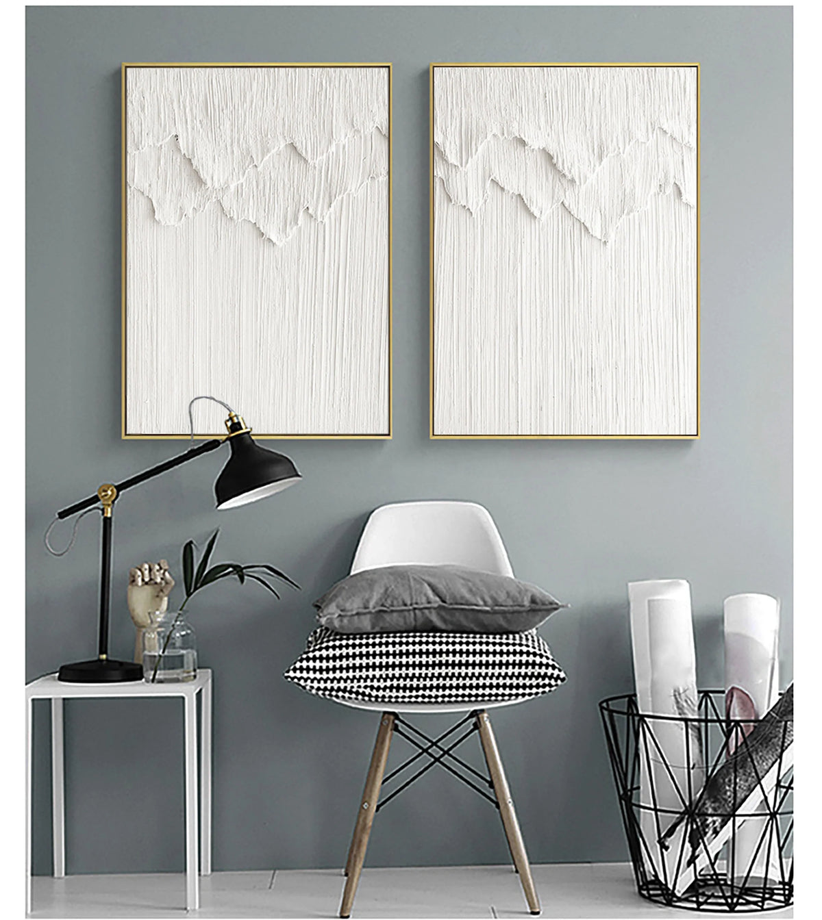 Plaster Art Minimalist Textured Paintings Set of 2 #MM064
