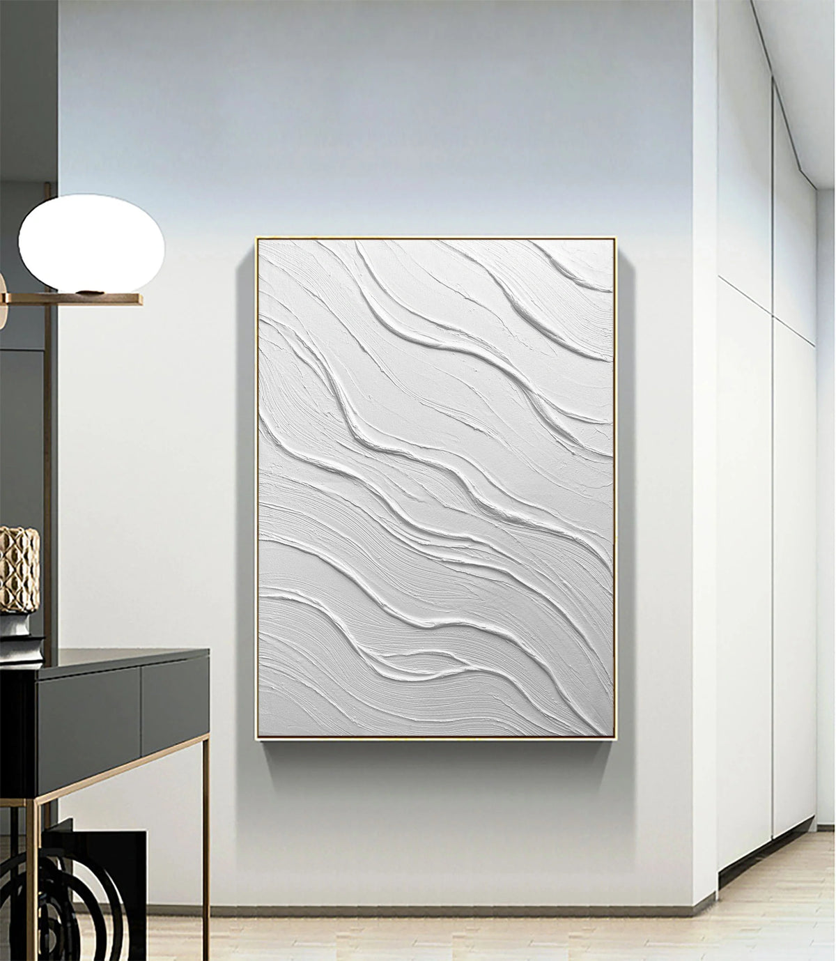 White Minimalist Textured Painting Canvas #MM015