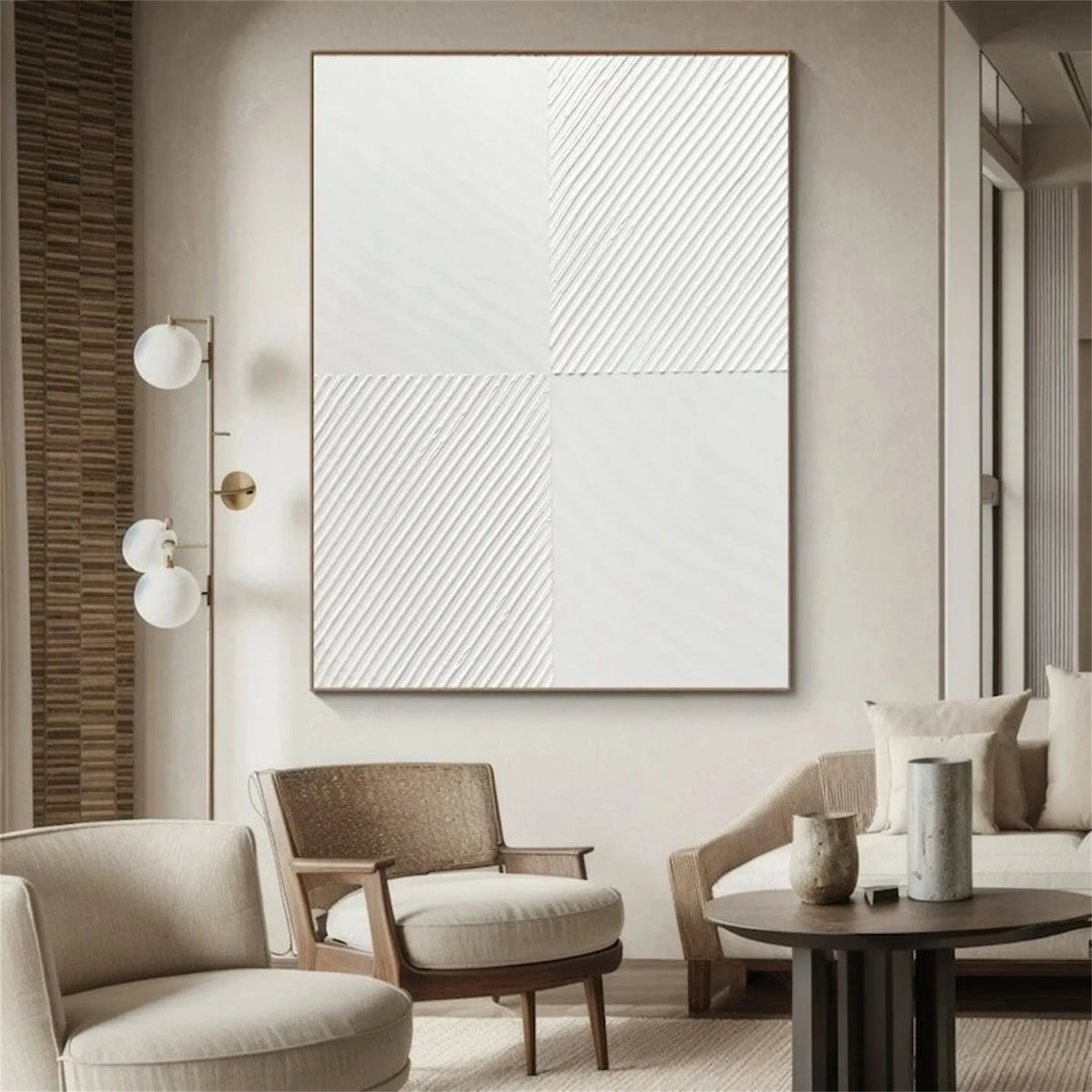 White Minimalist Textured Painting Canvas #MM201