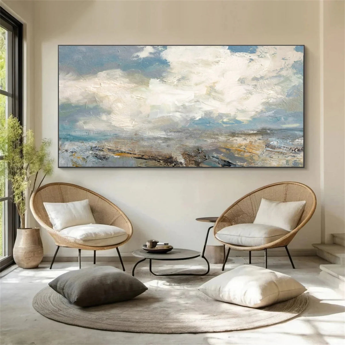 Ocean And Sky Abstract Canvas Art #OS 307