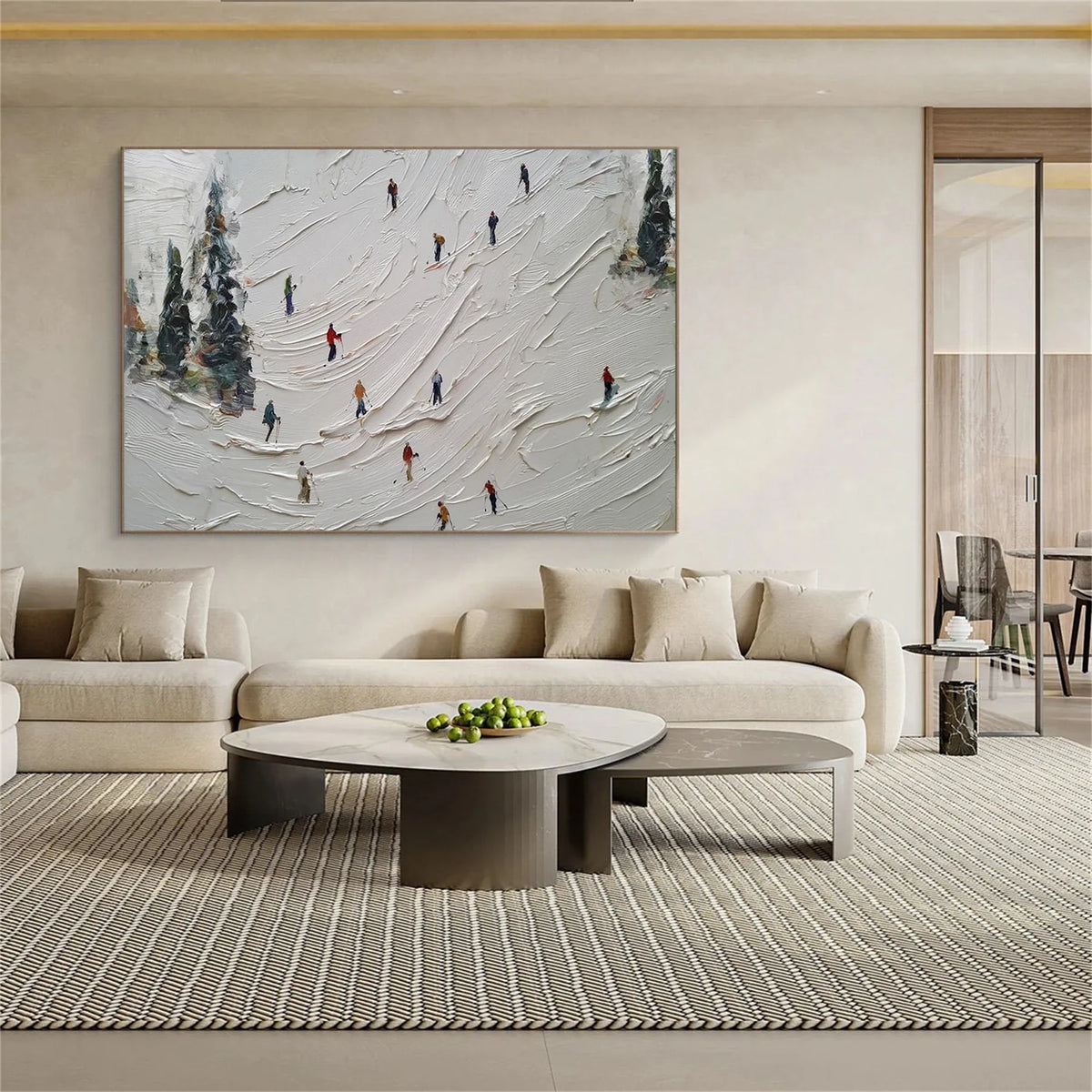 Skiing Sport Art Textured Painting Canvas # SA066