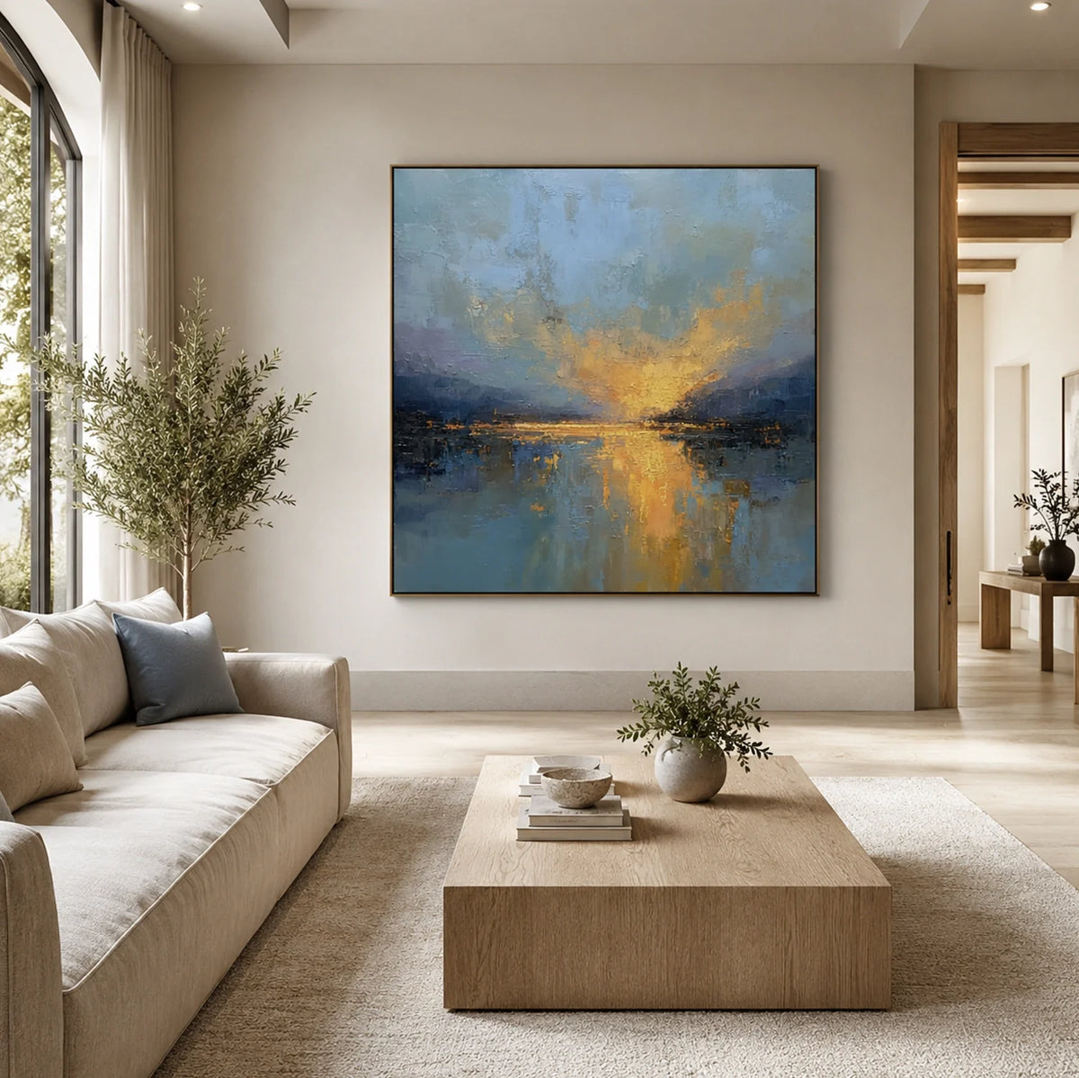 Ocean And Sky Abstract Canvas Art #OS433