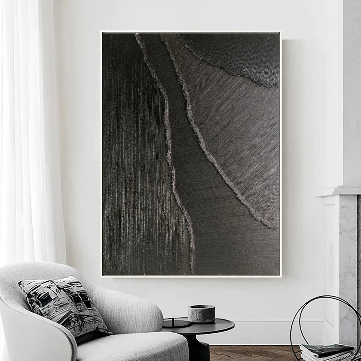 Black Minimalist Textured Painting #MZ142