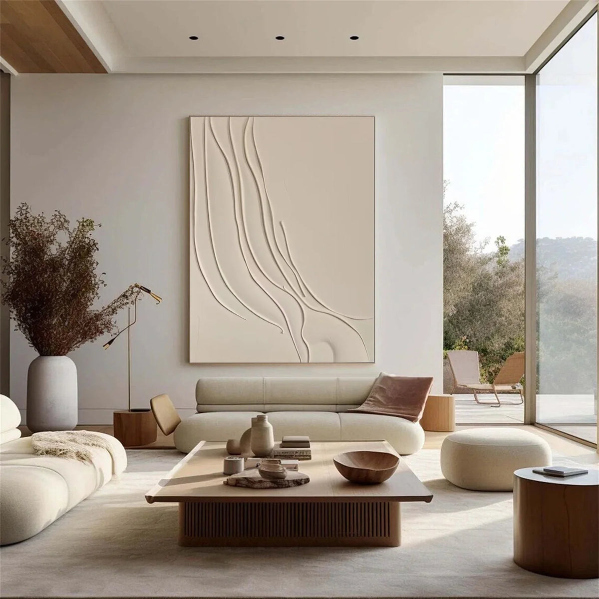 Beige Minimalist Texture Canvas Art #MM400
