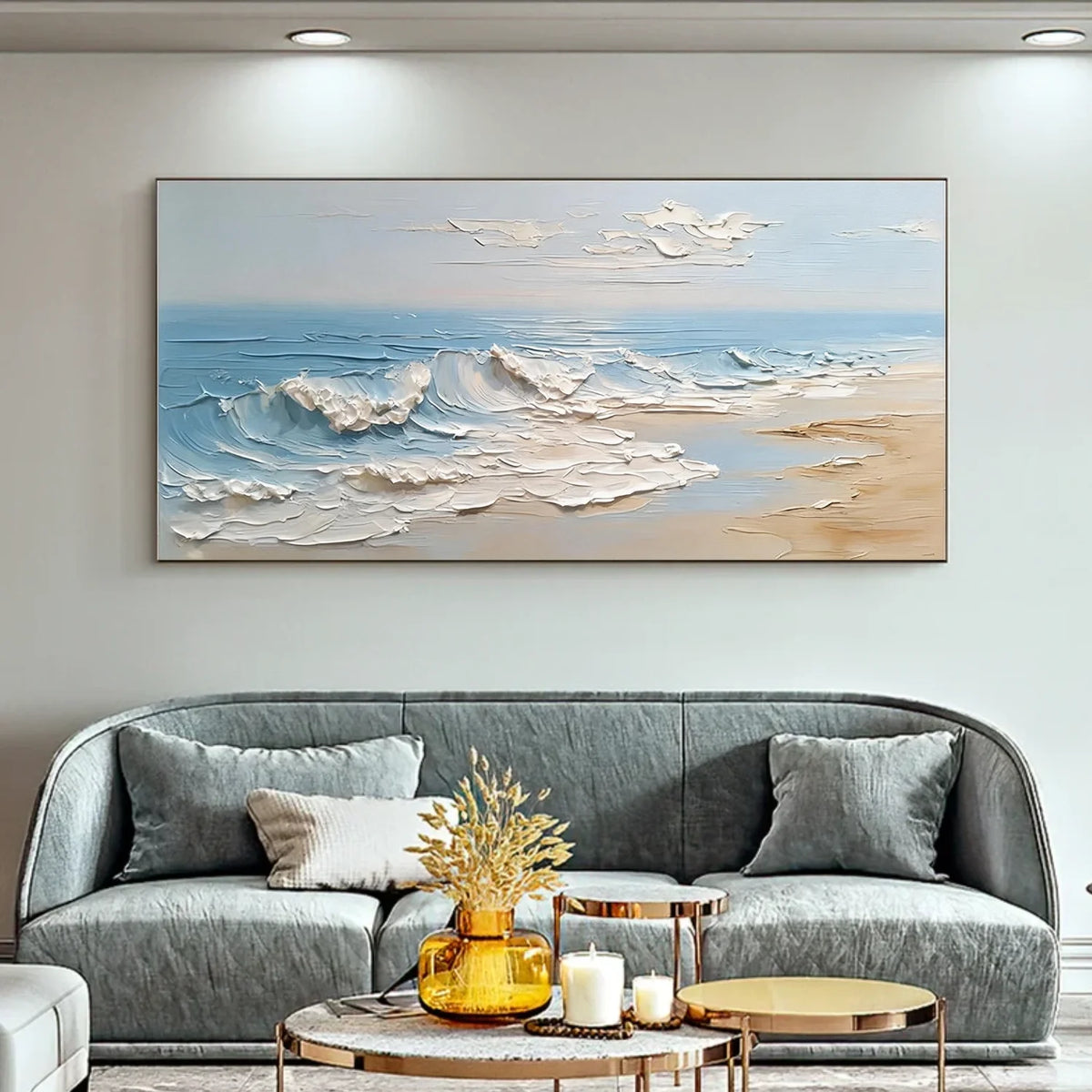 Ocean And Sky Abstract Texture Canvas Art #OS408
