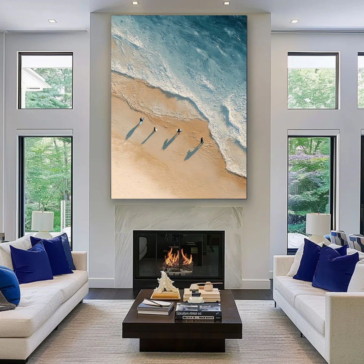 Ocean And Sky Abstract Texture Canvas Art #OS401