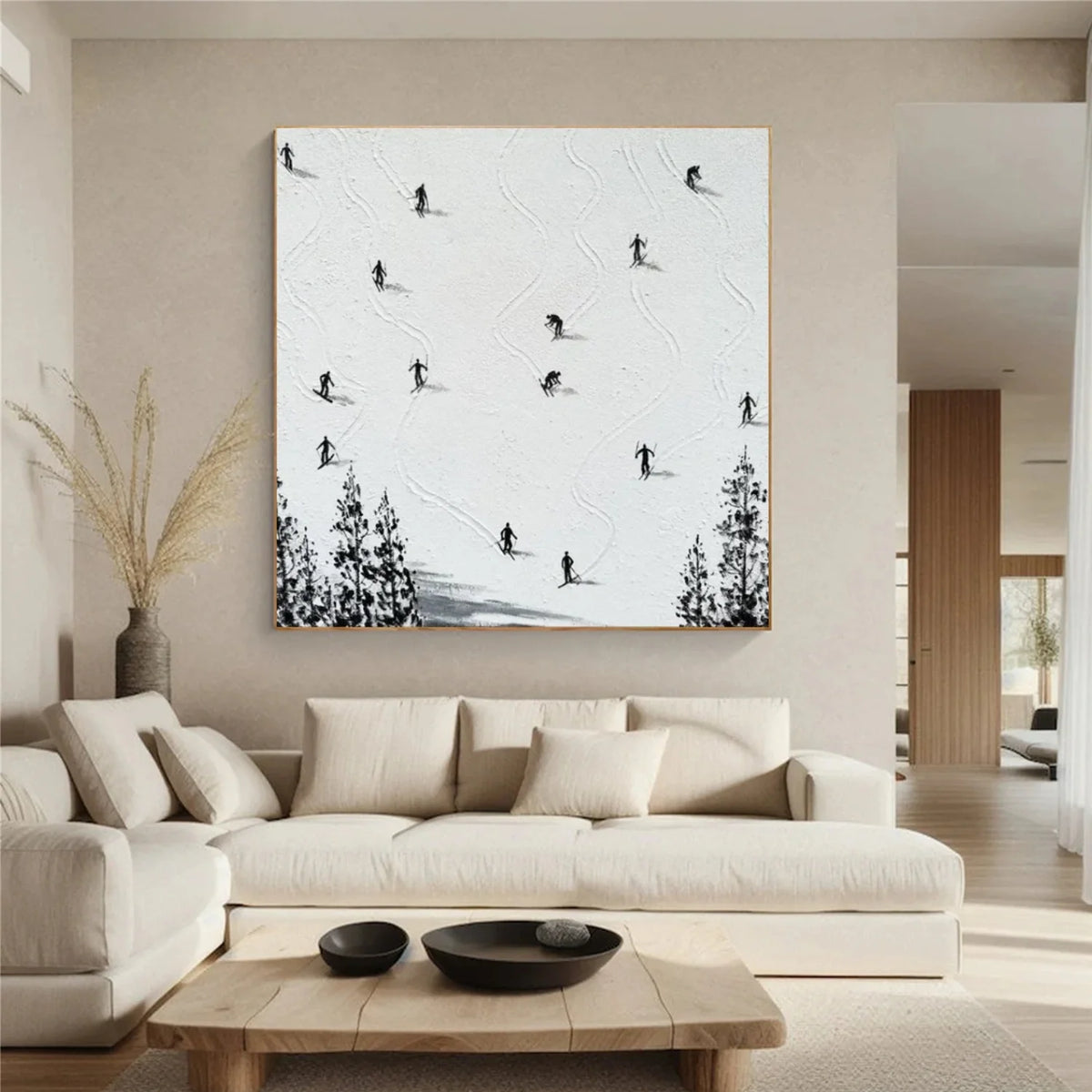 Skiing Sports Art Textured Painting Canvas # SA056