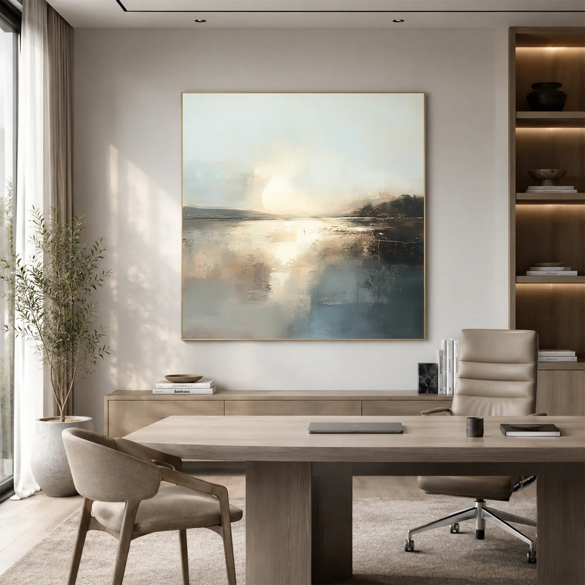 Ocean And Sky Abstract Canvas Art #OS434