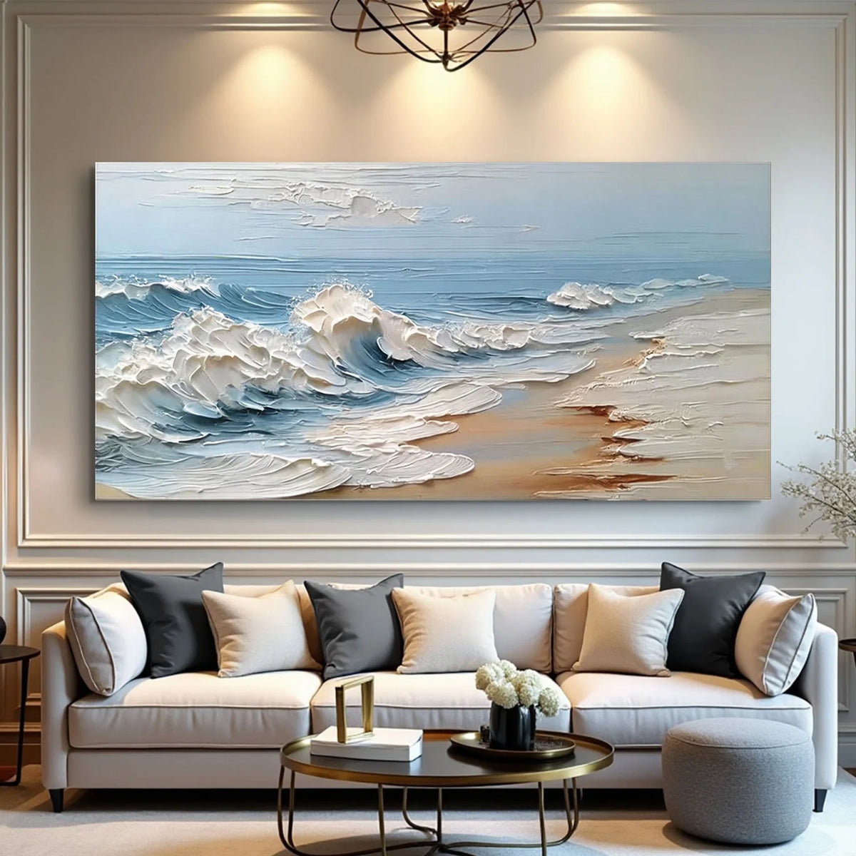Ocean And Sky Abstract Texture Canvas Art #OS409
