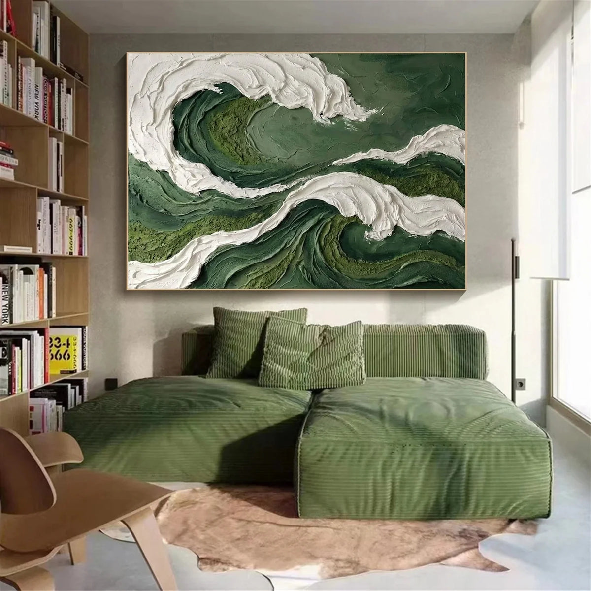 Green & White Abstract Texture Wall Art # AB681
