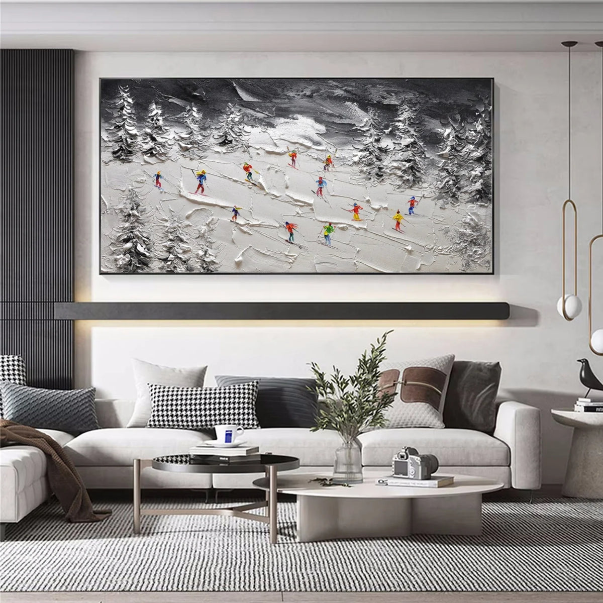 Skiing Sports Art Textured Painting Canvas # SA046