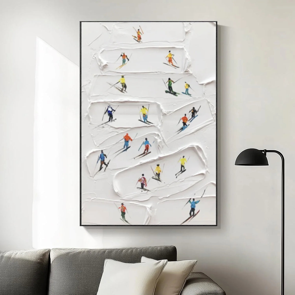 Skiing Sports Art Textured Painting Canvas # SA049