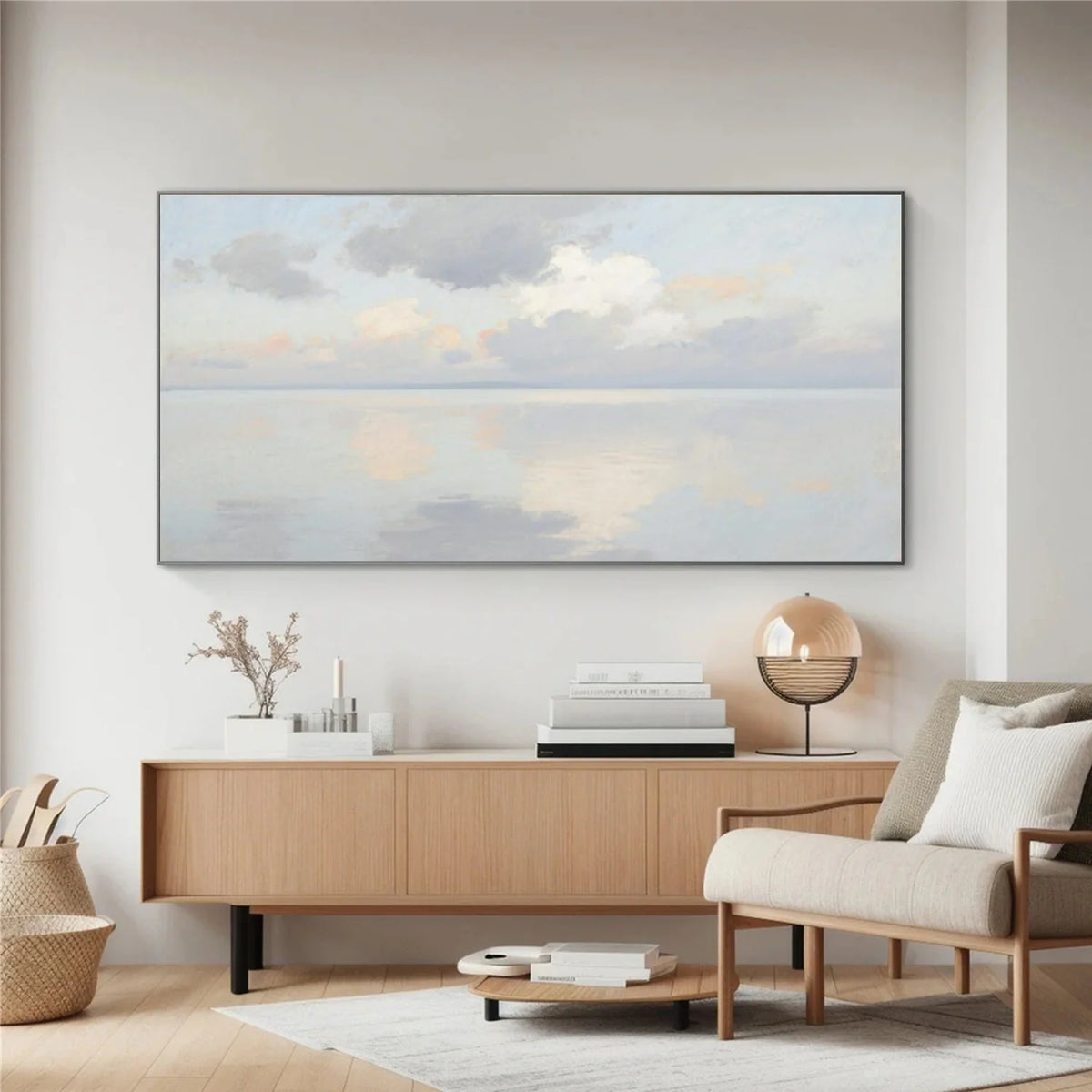 Ocean And Sky Abstract Canvas Art #OS360