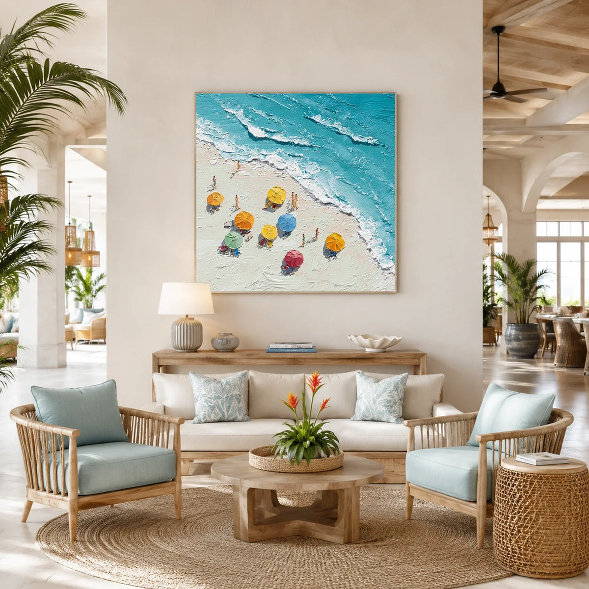 Ocean And Sky Abstract Texture Canvas Art #OS418