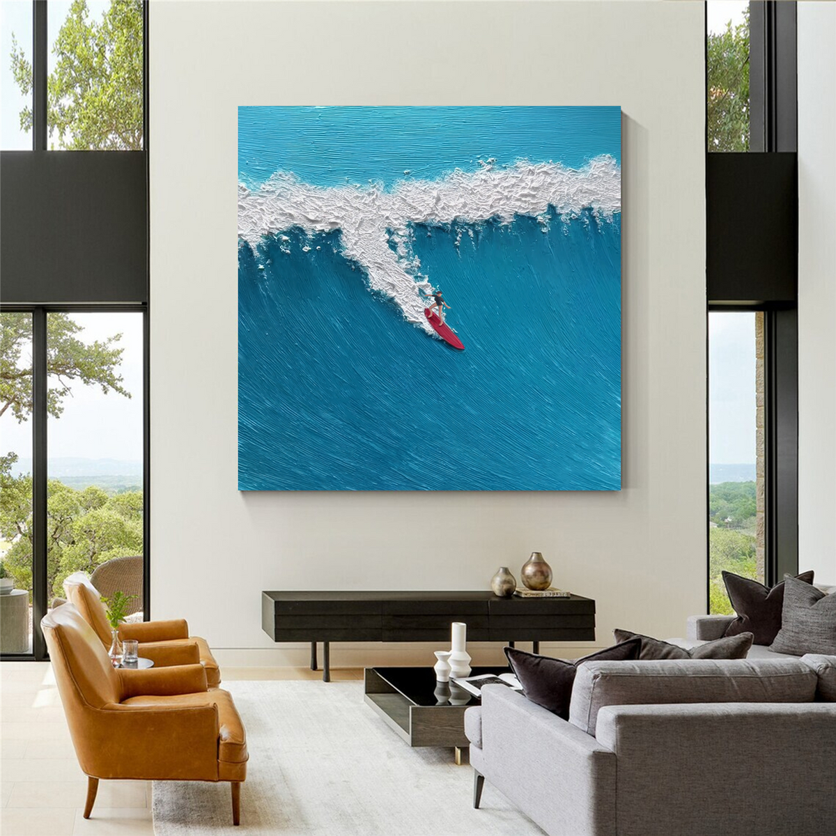 Surfing Sports Texture Canvas Painting #SA024