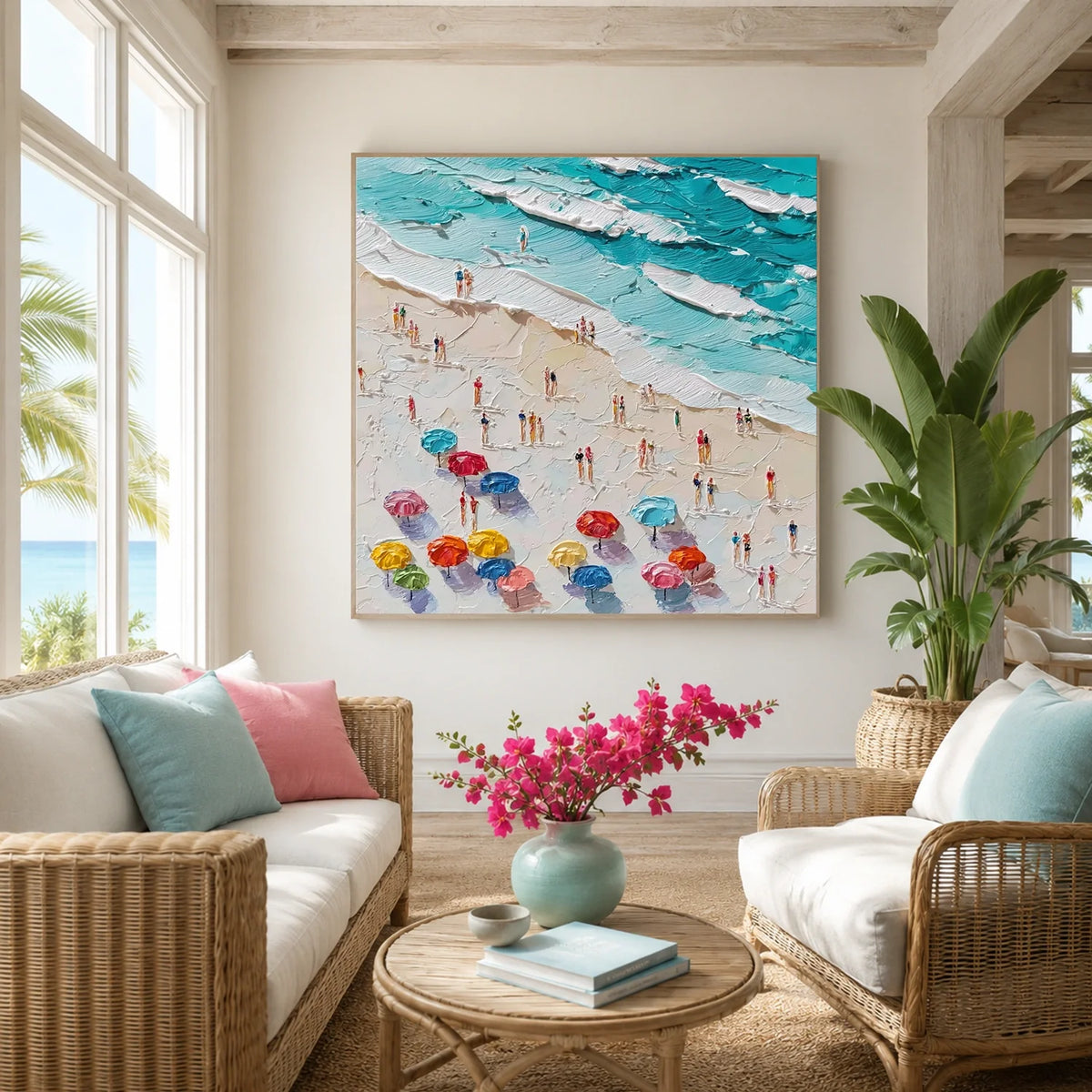 Ocean And Sky Abstract Texture Canvas Art #OS427