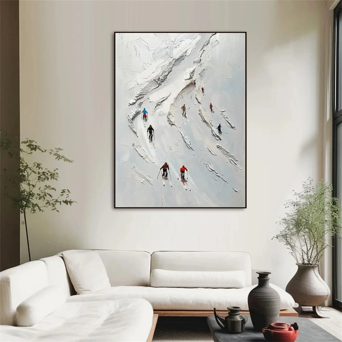 Skiing Sports Art Textured Painting Canvas # SA050