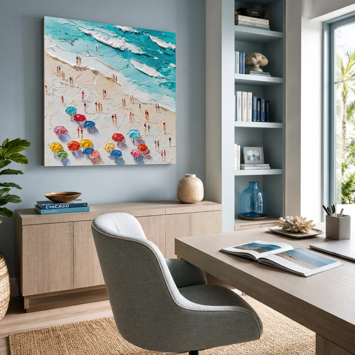 Ocean And Sky Abstract Texture Canvas Art #OS427