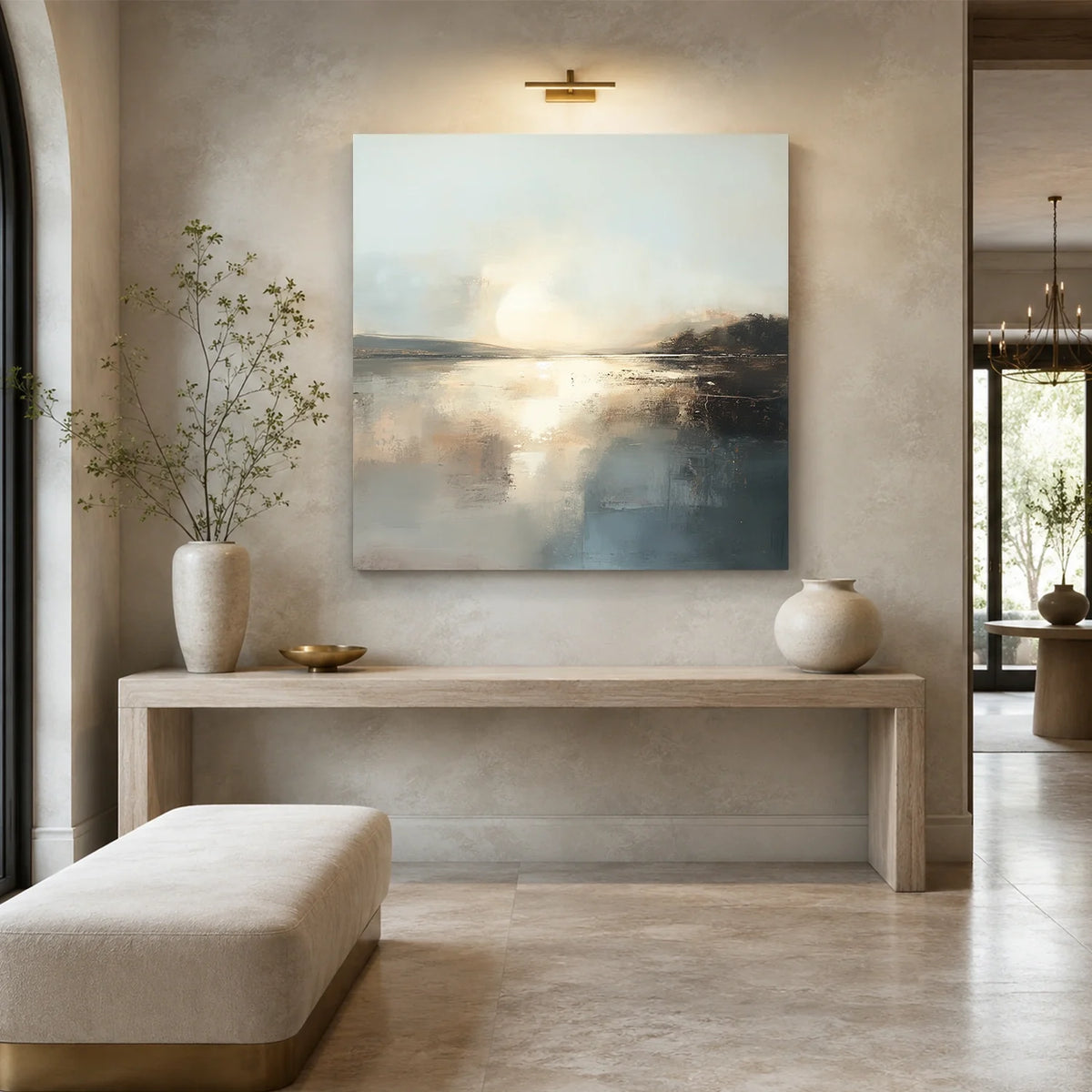 Ocean And Sky Abstract Canvas Art #OS434