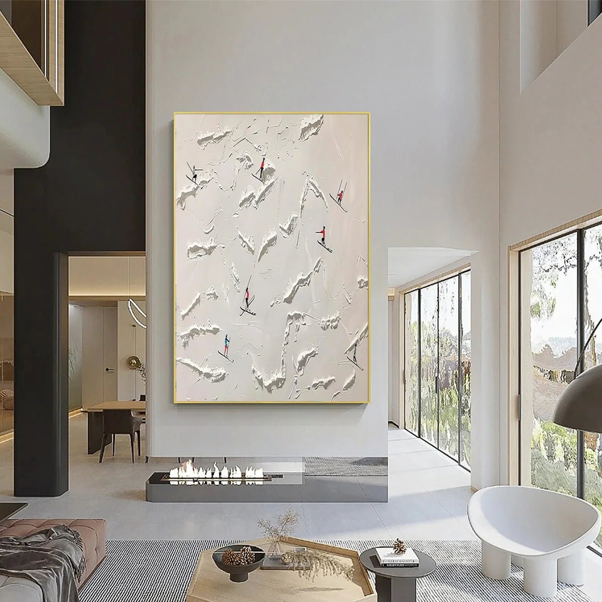 Skiing Sports Art Textured Painting Canvas # SA069