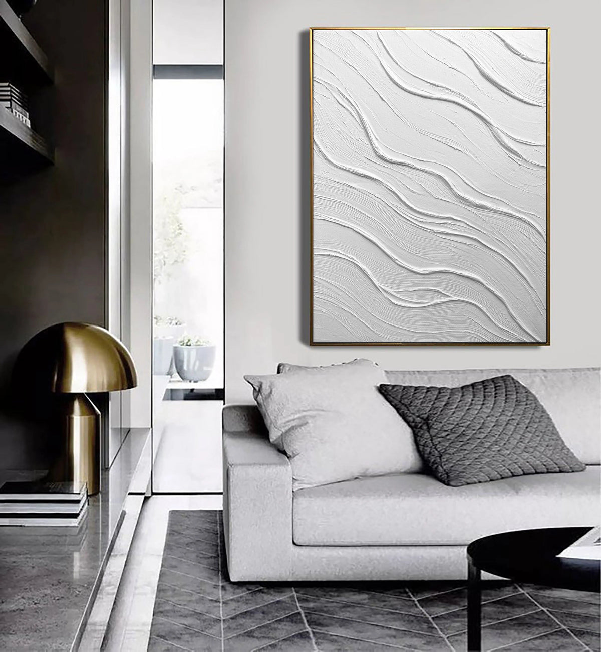White Minimalist Textured Painting Canvas #MM015