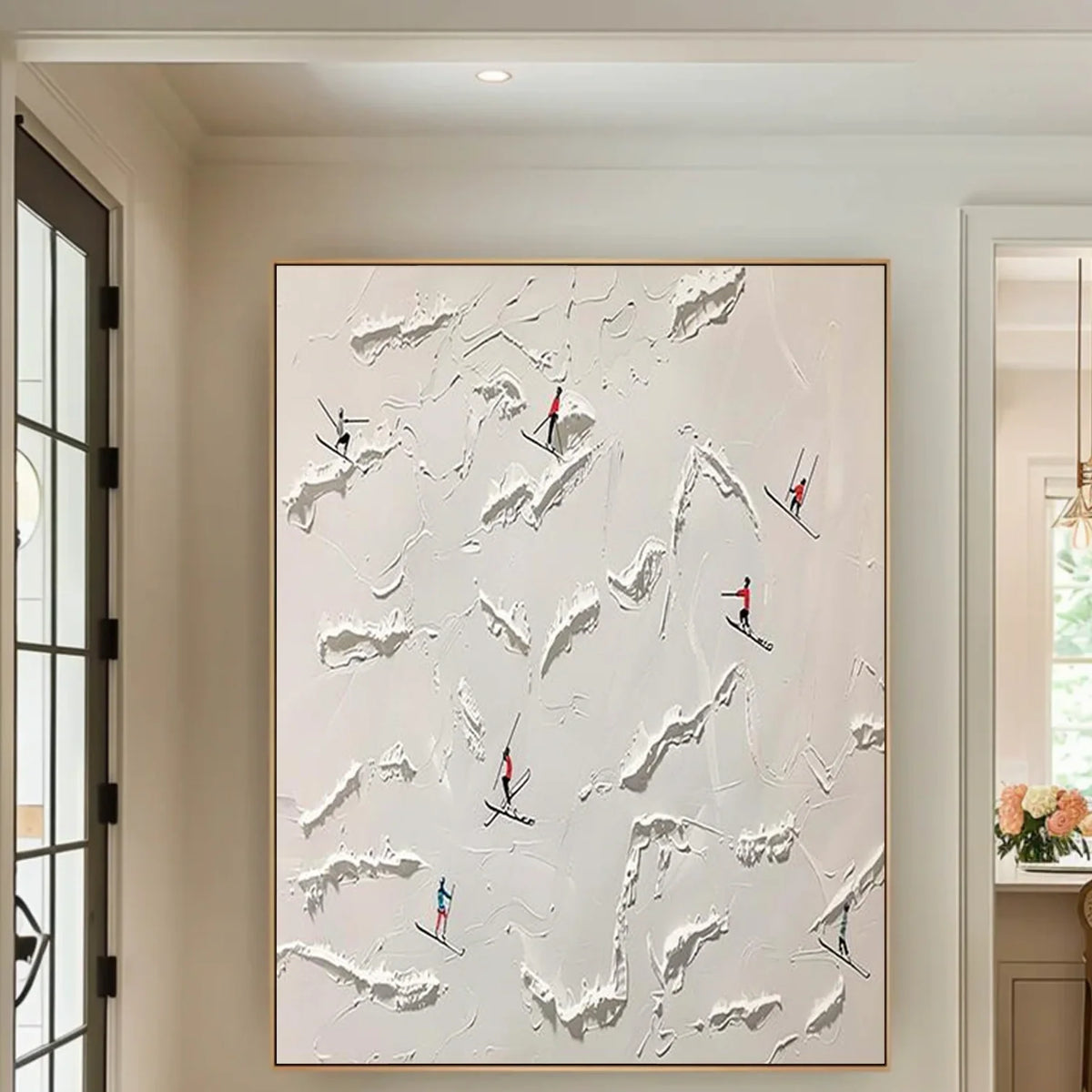 Skiing Sports Art Textured Painting Canvas # SA069