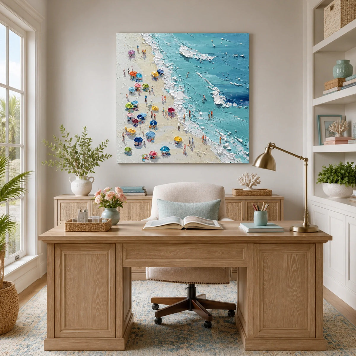 Ocean And Sky Abstract Texture Canvas Art #OS421