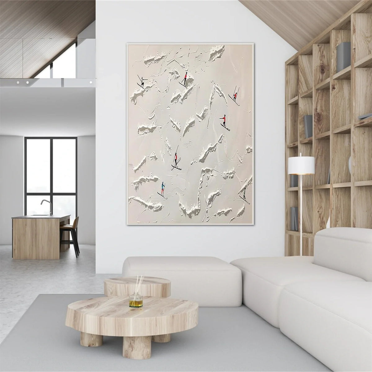 Skiing Sports Art Textured Painting Canvas # SA069