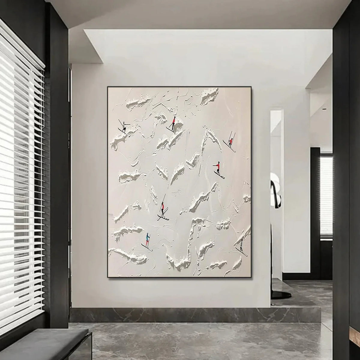 Skiing Sports Art Textured Painting Canvas # SA069