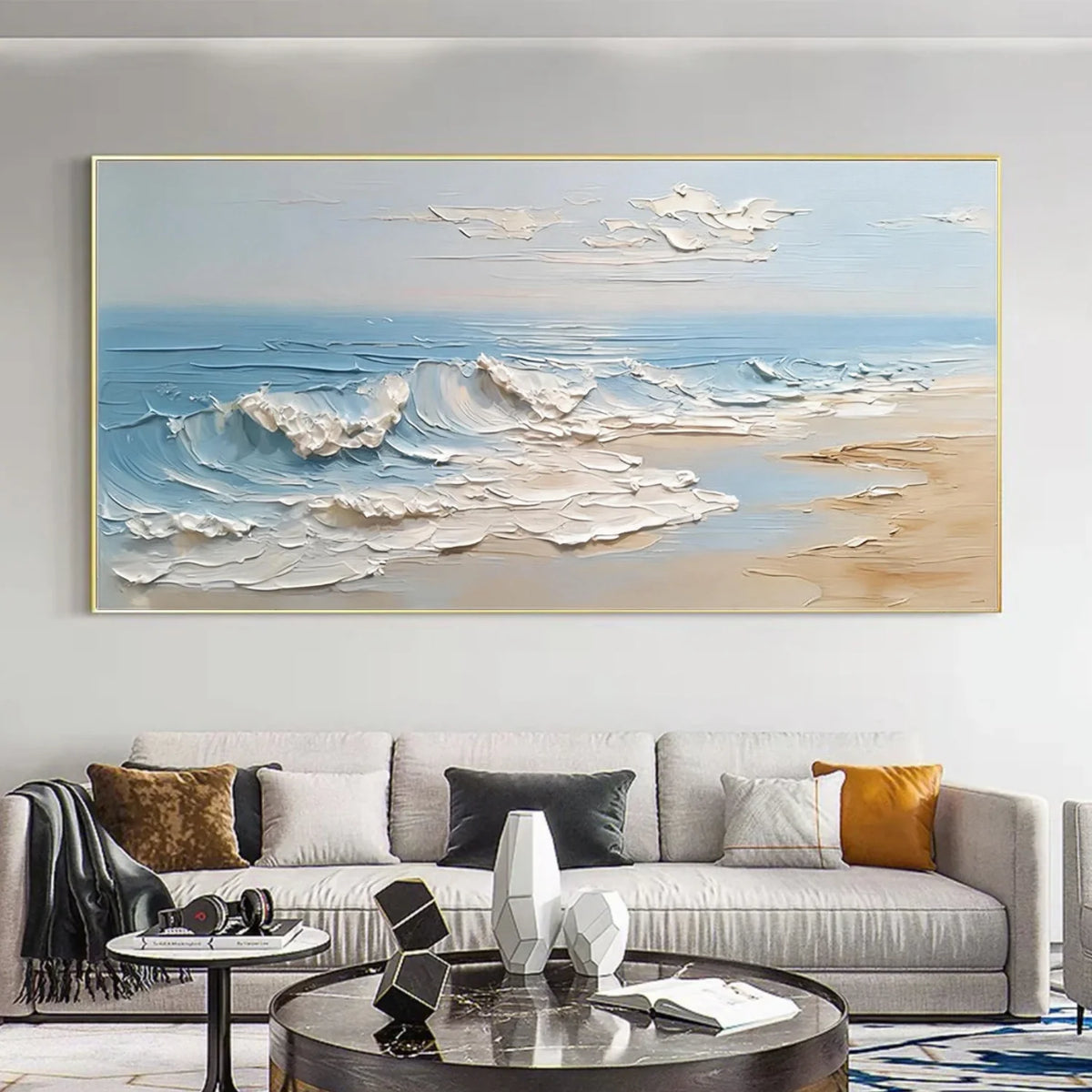 Ocean And Sky Abstract Texture Canvas Art #OS408