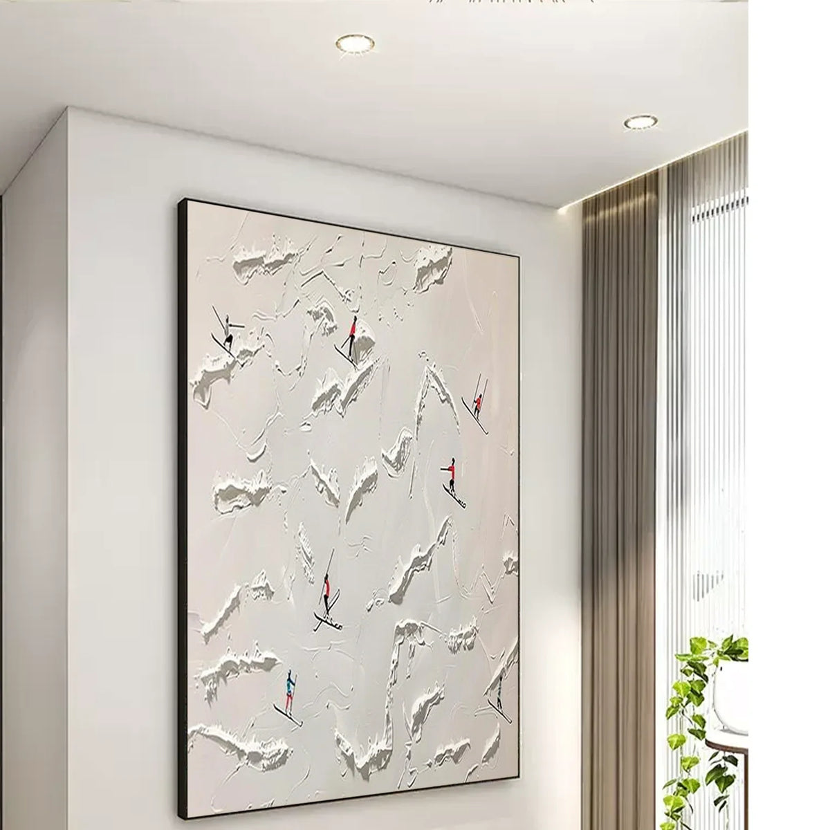 Skiing Sports Art Textured Painting Canvas # SA069