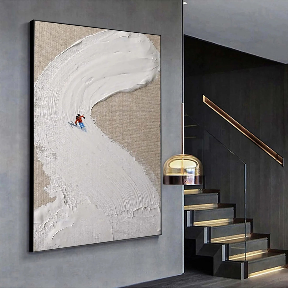 Skiing Sport Art Textured Painting Canvas #MM232