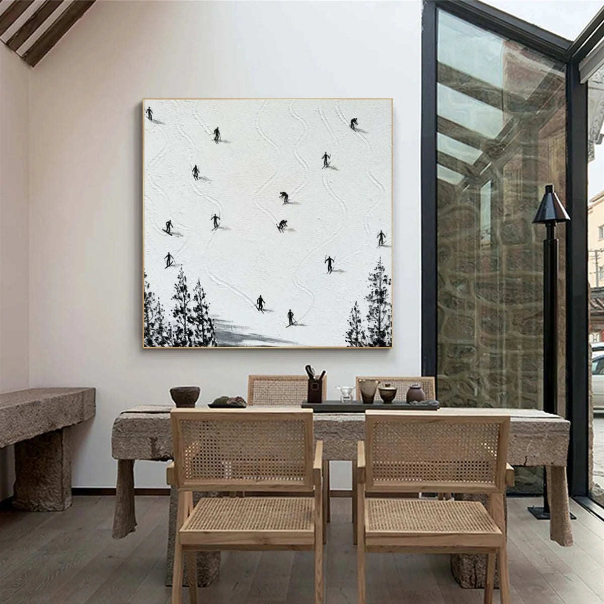 Skiing Sports Art Textured Painting Canvas # SA056