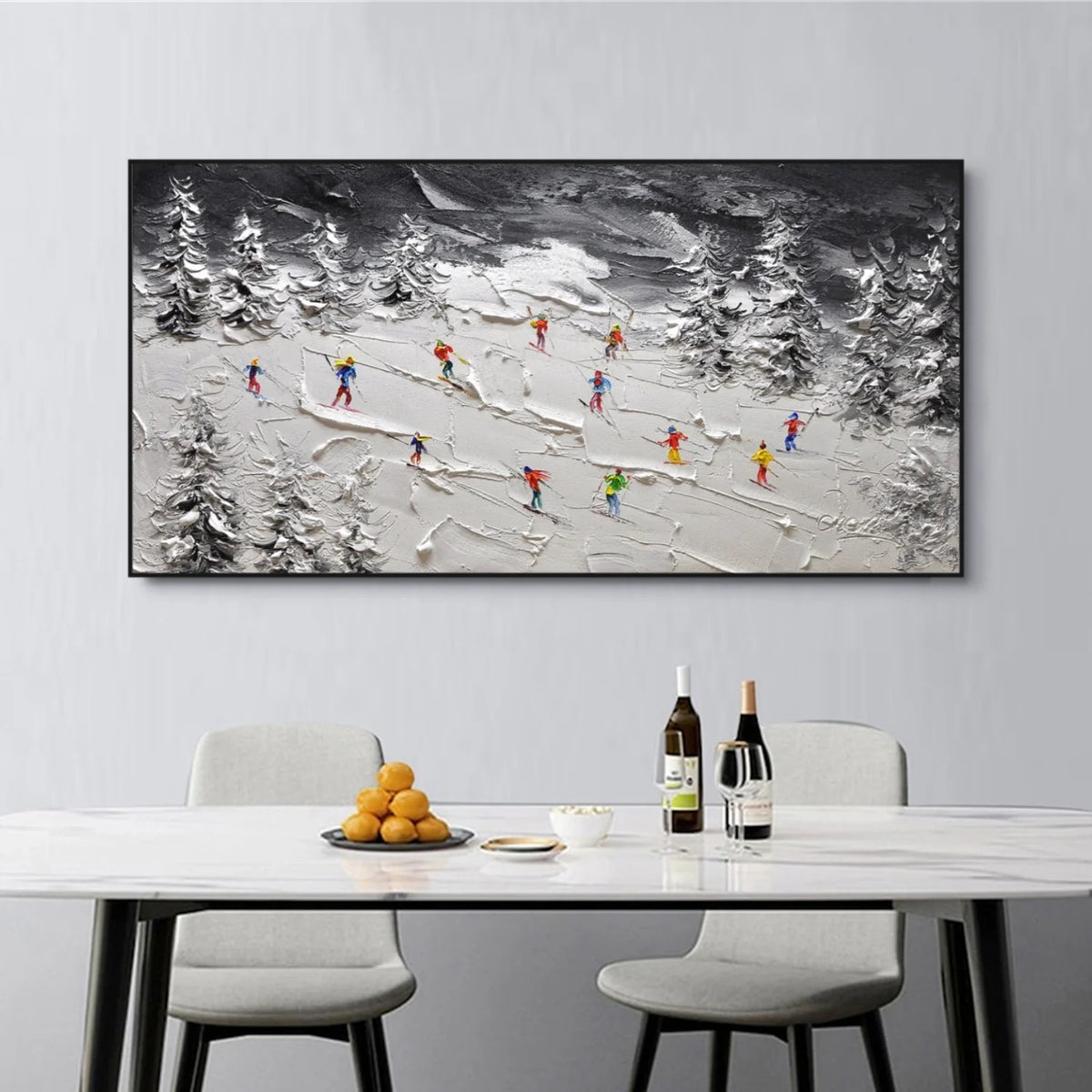 Skiing Sports Art Textured Painting Canvas # SA046