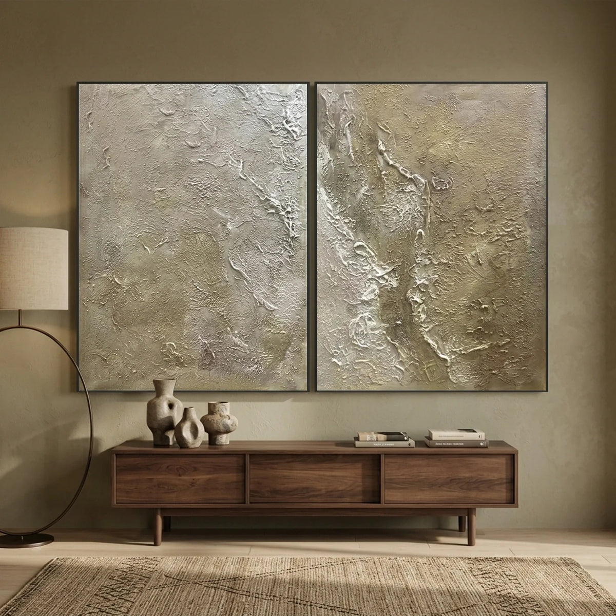 Beige & Brown Abstract Texture Wall Art Set of 2 #BB201