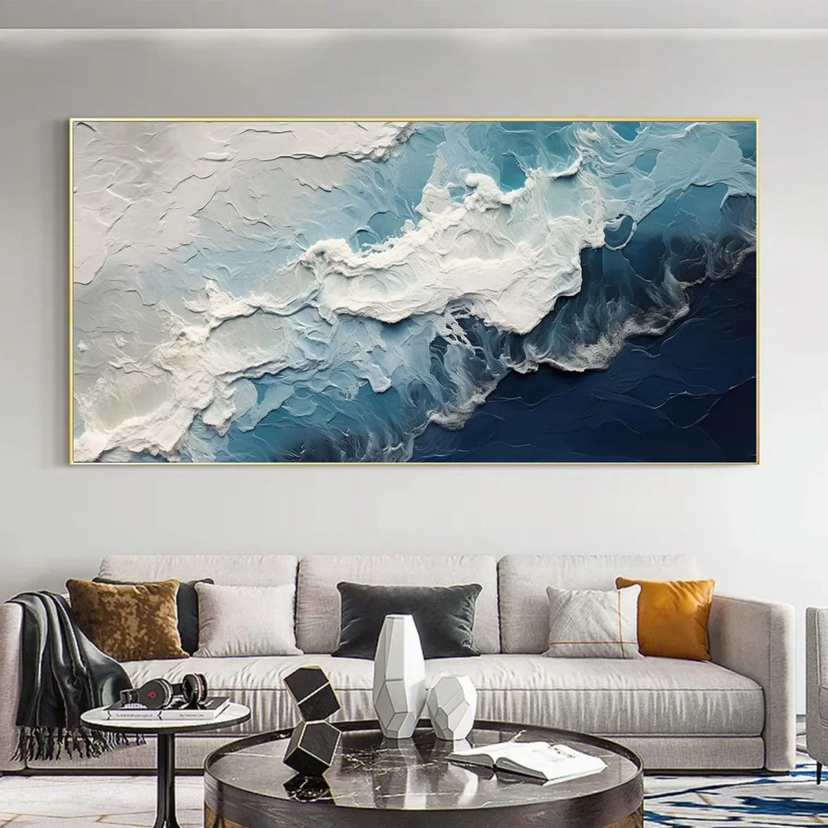 Ocean And Sky Abstract Texture Canvas Art #OS392