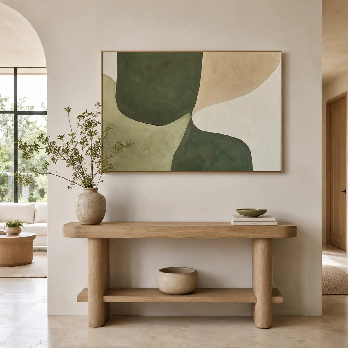 Beige & Green Abstract Wall Art #BG146