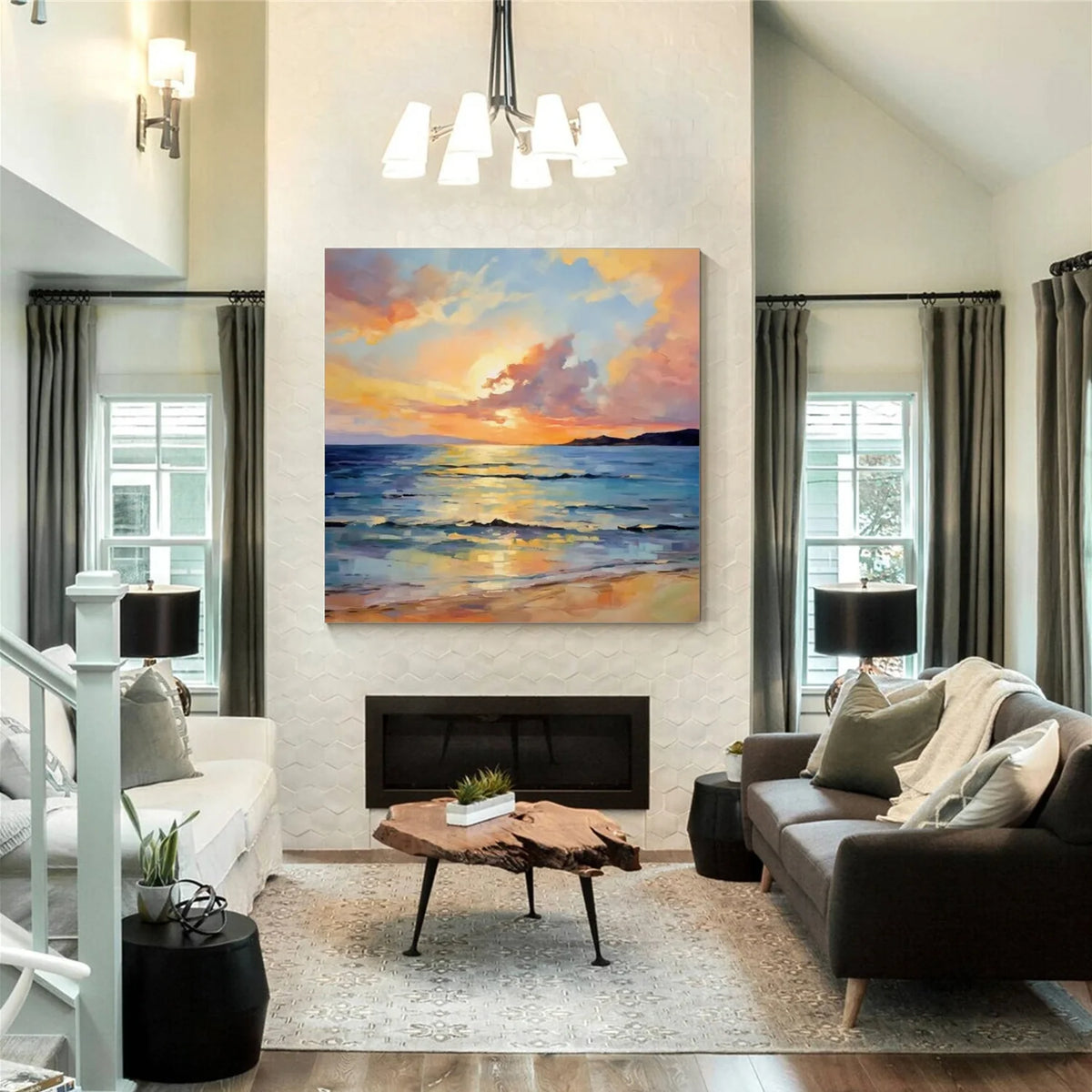 Ocean And Sky Abstract Canvas Art #OS 269