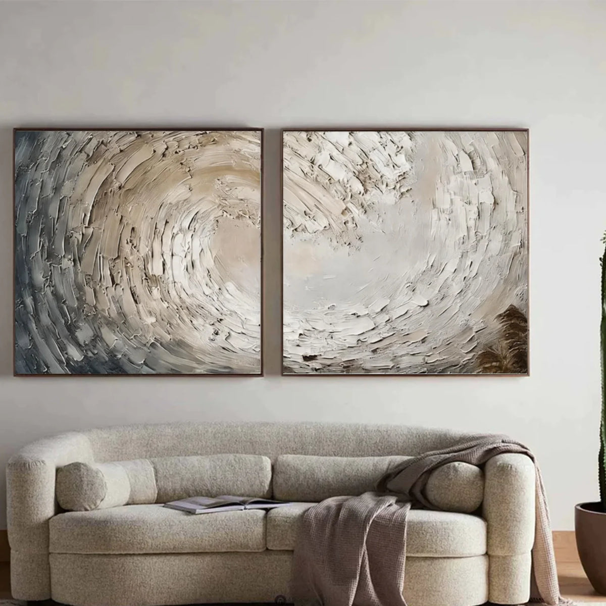Ocean And Sky Abstract Texture Canvas Art Square Set of 2#OS381