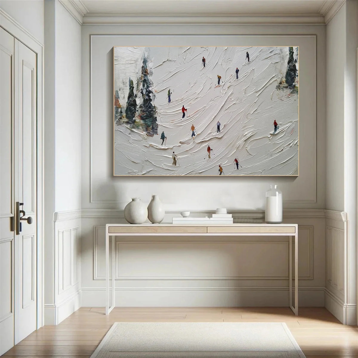 Skiing Sport Art Textured Painting Canvas # SA066