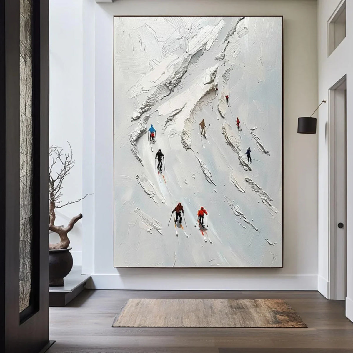 Skiing Sports Art Textured Painting Canvas # SA050
