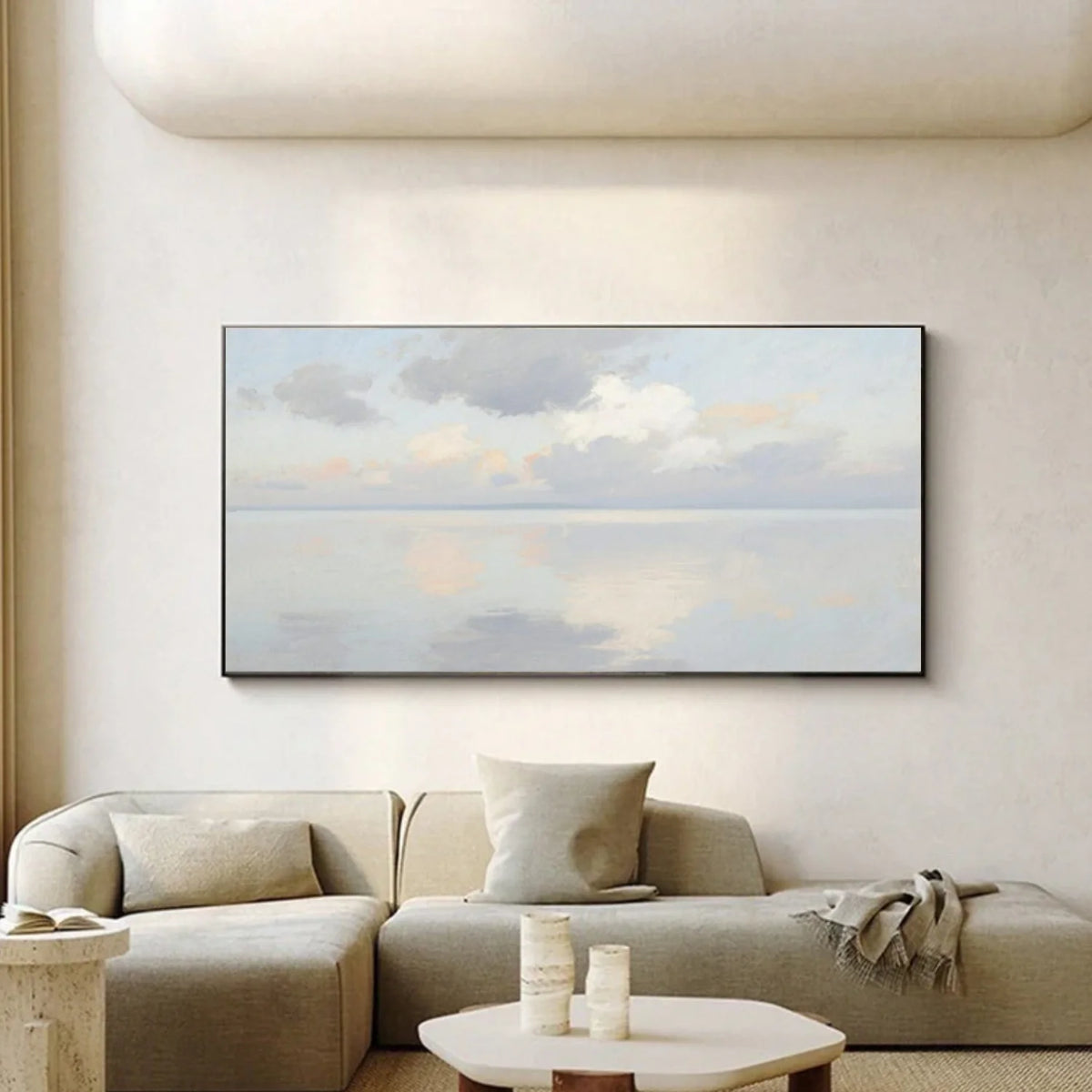 Ocean And Sky Abstract Canvas Art #OS360