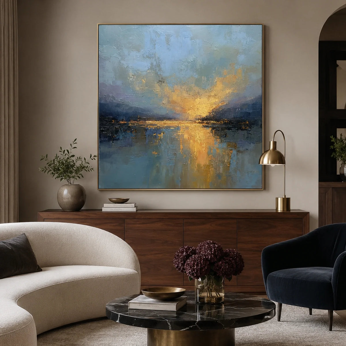 Ocean And Sky Abstract Canvas Art #OS433