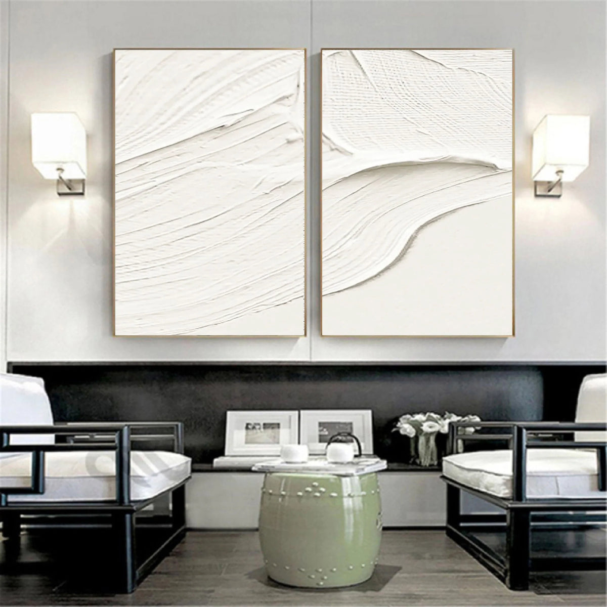 Plaster Art Minimalist Textured Paintings Set of 2 #MM053
