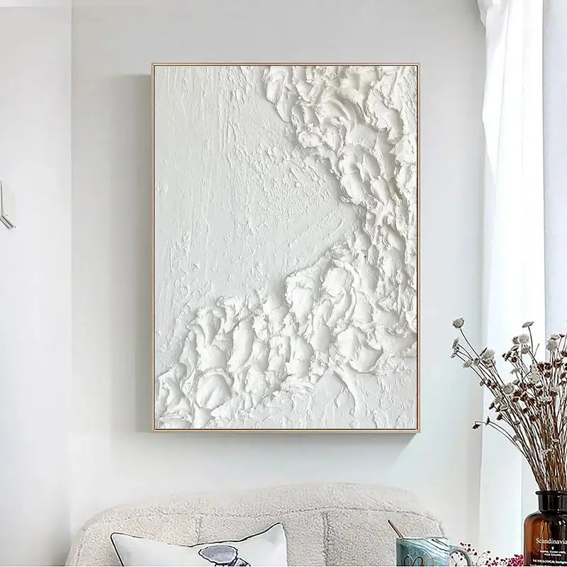 White Minimalist Textured Painting Canvas #MM022