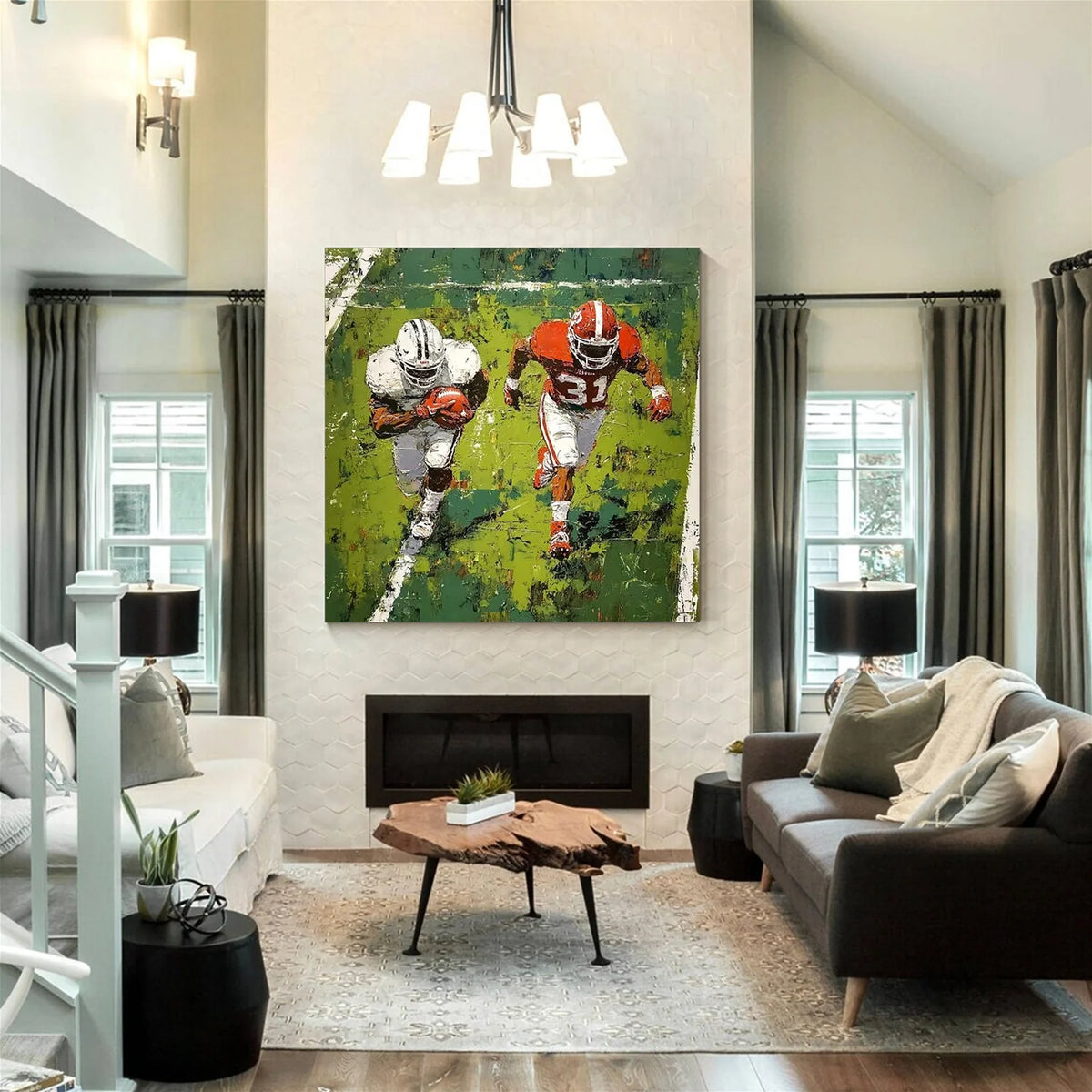 American Football Sports Art Textured Painting Canvas #SA006