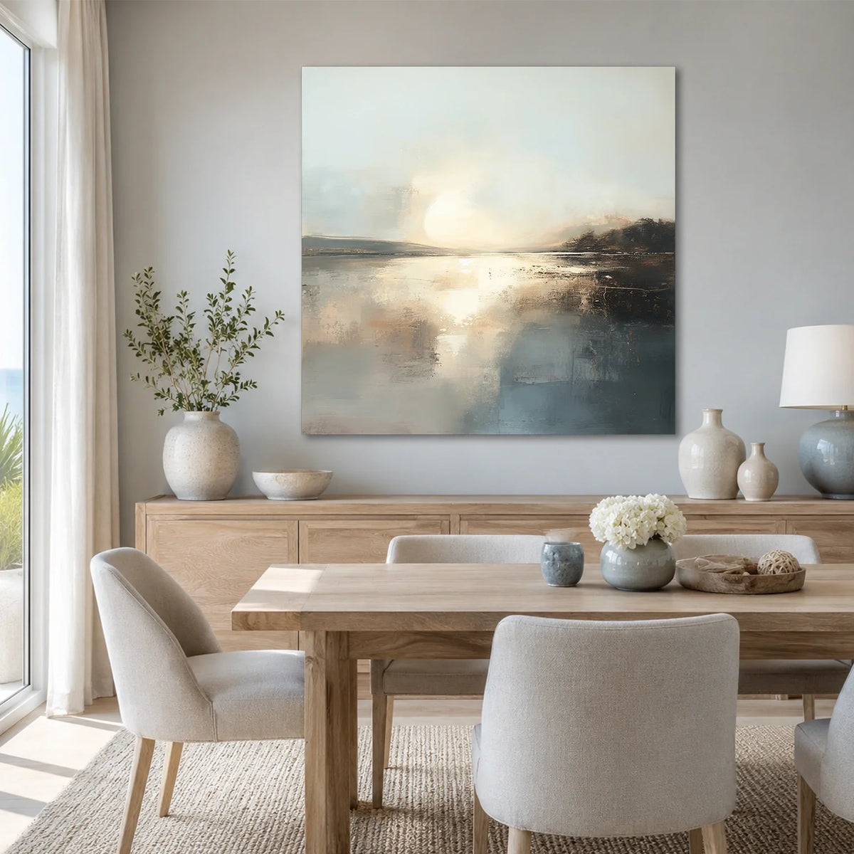 Ocean And Sky Abstract Canvas Art #OS434