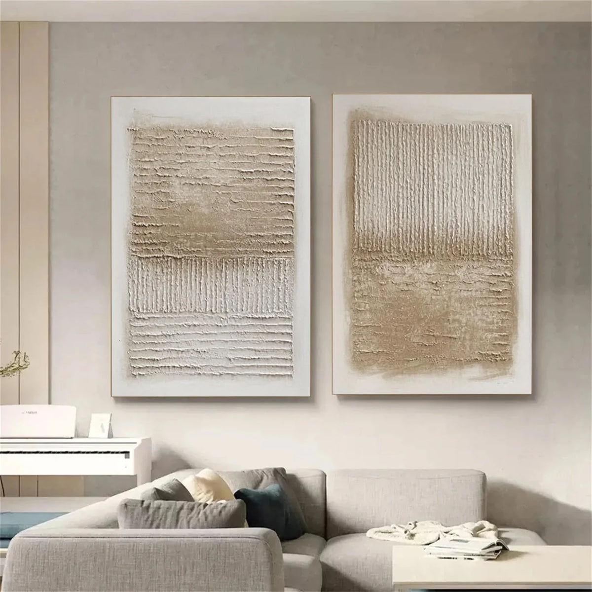 Beige & Brown Abstract Texture Set of 2 #BB191