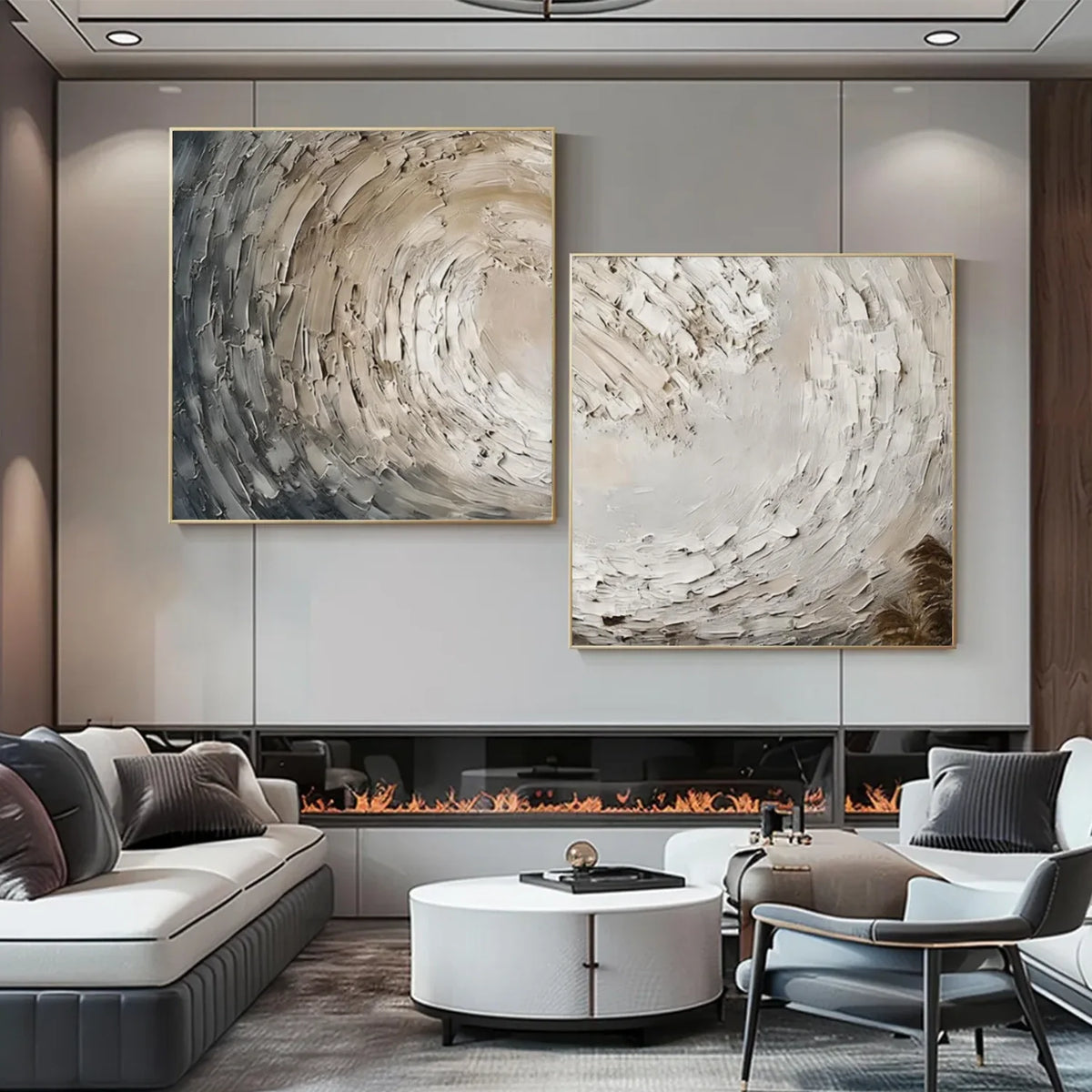 Ocean And Sky Abstract Texture Canvas Art Square Set of 2#OS381