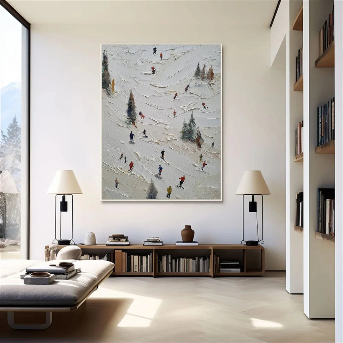 Skiing Sports Art Textured Painting Canvas # SA060